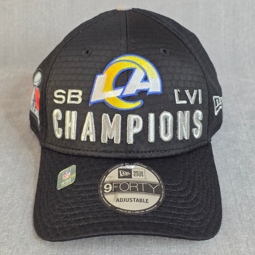 New Era 9FORTY Hat Mens‎ OSFA Black LA Rams Super Bowl LVI Champions Adjustable